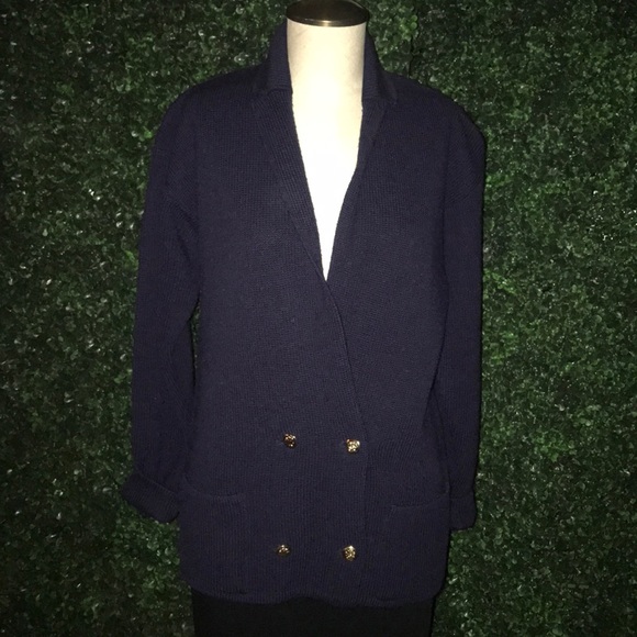 Talbots navy blue thick cardigan - Picture 1 of 8